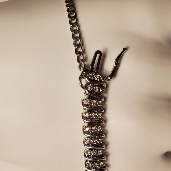 DIAMOND TENNIS BRACELET 14K WHITE GOLD - Picture 5 of 12